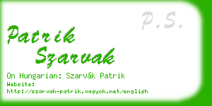 patrik szarvak business card
