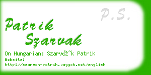 patrik szarvak business card